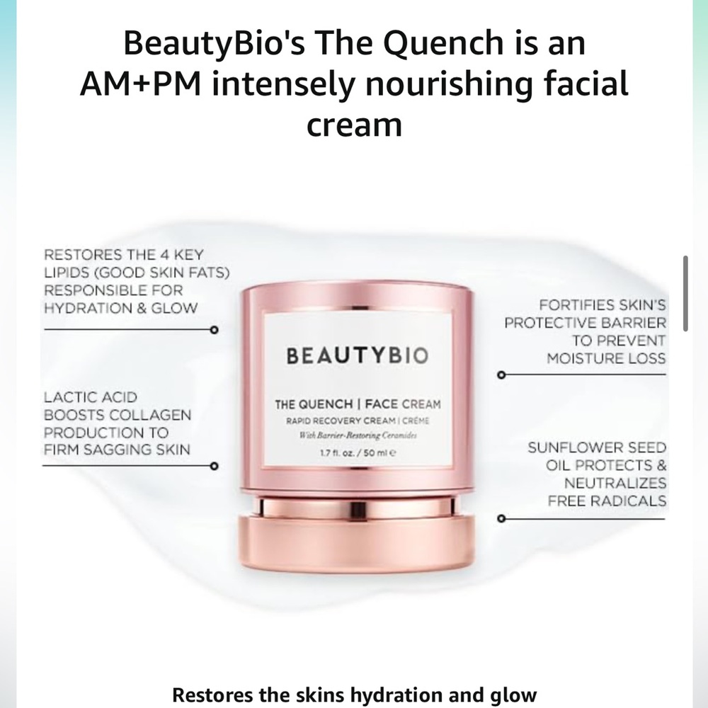 BeautyBio The Quench: Quadralipid Skin Recovery Cream Moisturizer 1.7 FL.OZ - Picture 4 of 9